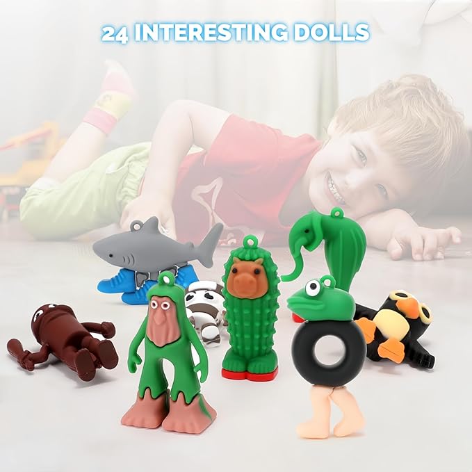 Italian Brainrot, Tralalero Tralala, Tung Tung Tung Sahur 24 Viral Animals, Funny Animals 2.5", Decorations Gifts for Fans Office Room Figurine Decor