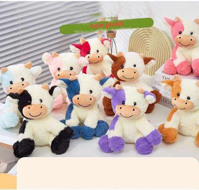 Cow Stuffed Animal Cute Cow Plush Doll Toy 9 inch for Girls Boys Christmas (zuoniu Light Blue)