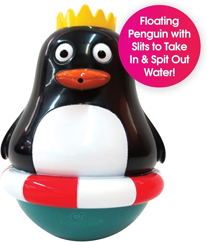 Edushape Roly Poly Penguin - Toddler Bath Toys - Early Child Development Learning Boys & Girls Water Bath Toy - Baby Bath Toys for Toddlers 1-3 Teaches Cause and Effect, Physics, and STEM