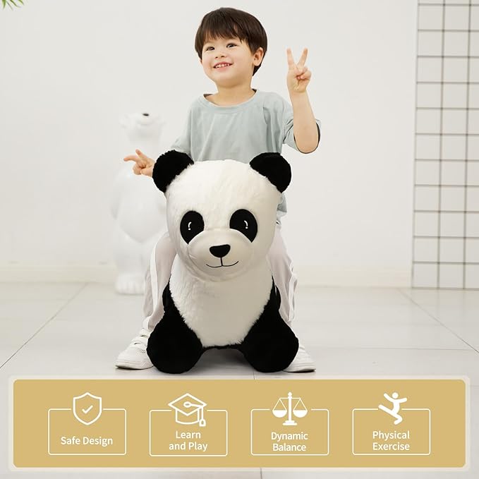 INPANY Bouncy Horse, Panda Hopper Toys, Toddler Plush Bouncing Animal, Kid Inflatable Ride on Rubber Bouncer, Outdoor Cool Birthday Gift for 2 3 4 Yr Boy Girl