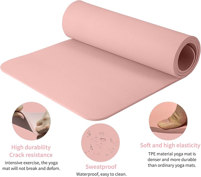 Thick and Wide Yoga Mat 72''x24''/35''(8mm/10mm) for Women and Men, Durable & Cushioned Yoga Mat with Carrying Strap for Pilates, Stretching and Home Workout