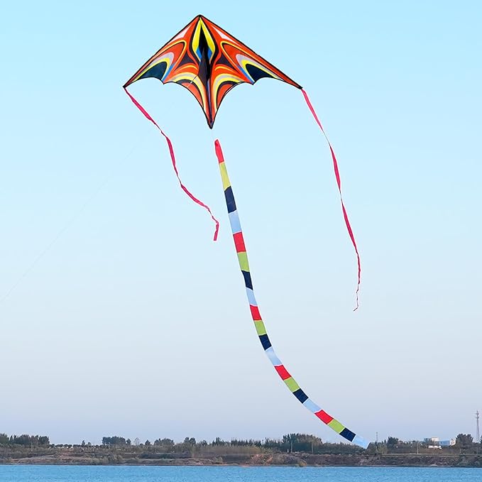 Kite, Large Delta Kites for Kids and Adults, Easy to Fly Rainbow Kites, Durable Multifunctional Beach Kite, Tangle-Free Flight Line, Durable