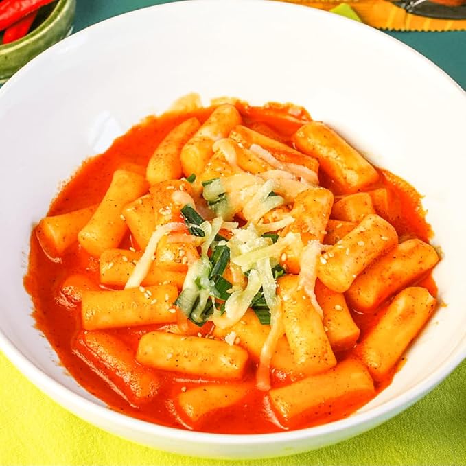 DONG WON Topokki with Cheese and Spicy Sauce, Korean Rice Cake Stick, Korean Street Food, 8.46 OZ (240 G) - 1 Pack