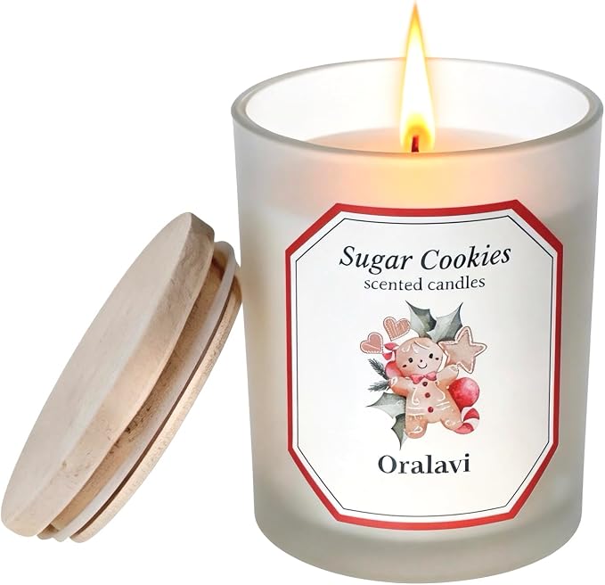 Sugar Cookies Scented Candle for Women & Men, Buttercream Frosting, Sugar Cookie Scented for Home,Non-Toxic Soy Wax,16 oz 70 Hour Long Burn Time, Sweet Christmas Candle