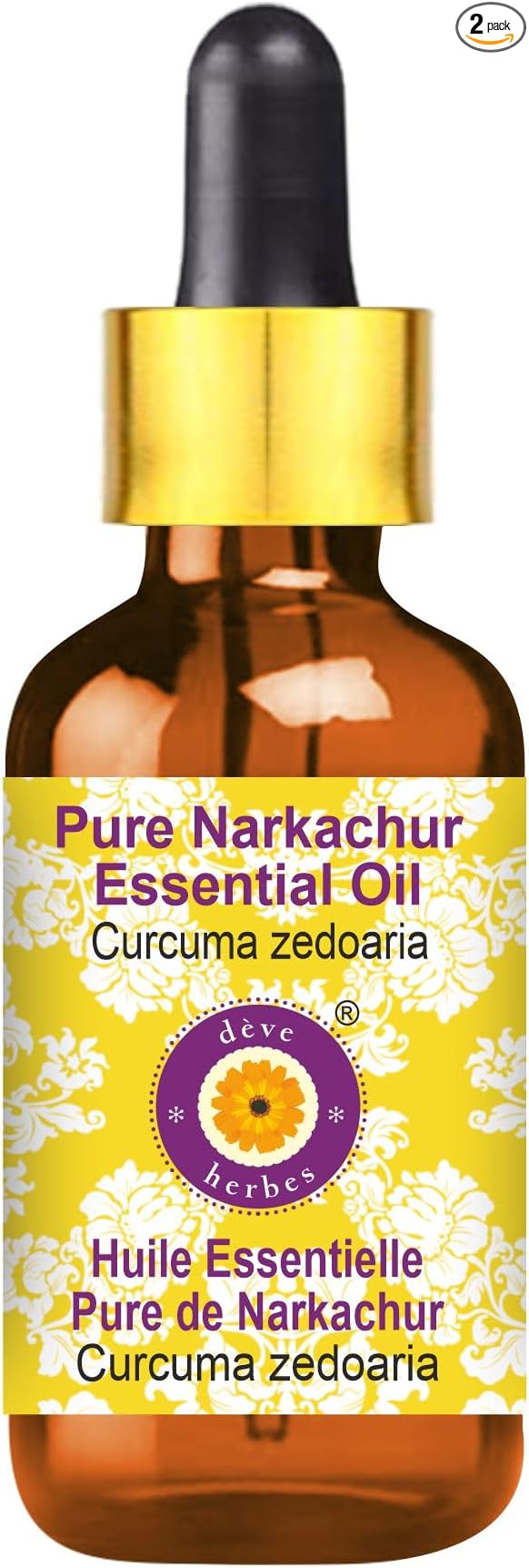 Deve Herbes Pure NAR Kachur Essential Oil (Curcuma zedoaria) with Glass Dropper Steam Distilled 10ml (0.33 oz)