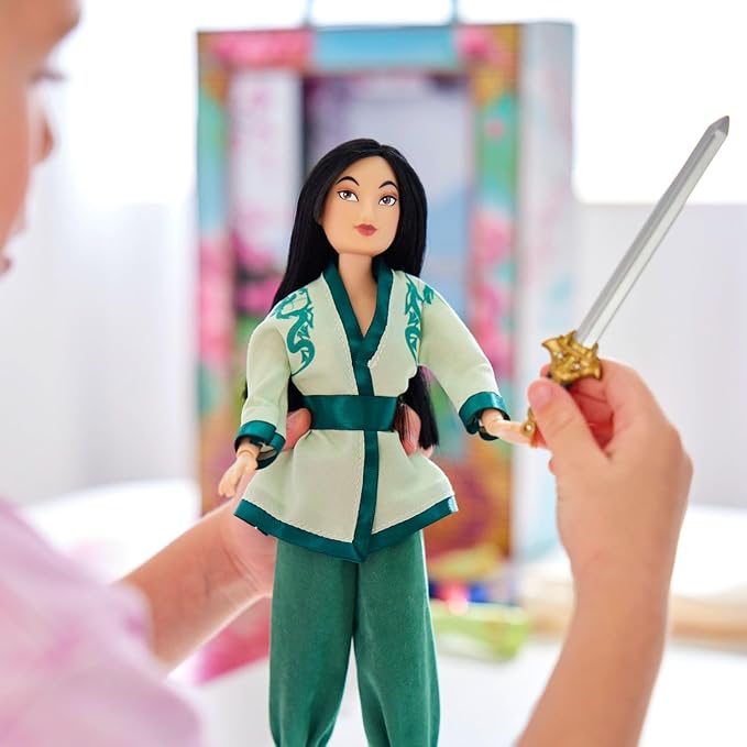 Disney Store Girl's Mulan Story Doll, Mulan, 11 Inches, Fully Posable Toy in Glittering Outfit - Suitable for Ages 3+ Toy Figure, Gifts, New for 2023?