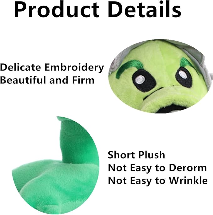 JHESAO 3 PCS Plants and Zombies PVZ Plush Toys - Brown Coat Gatling Peashooter, Ice Peashooter, Conehead Zombies Plushies New