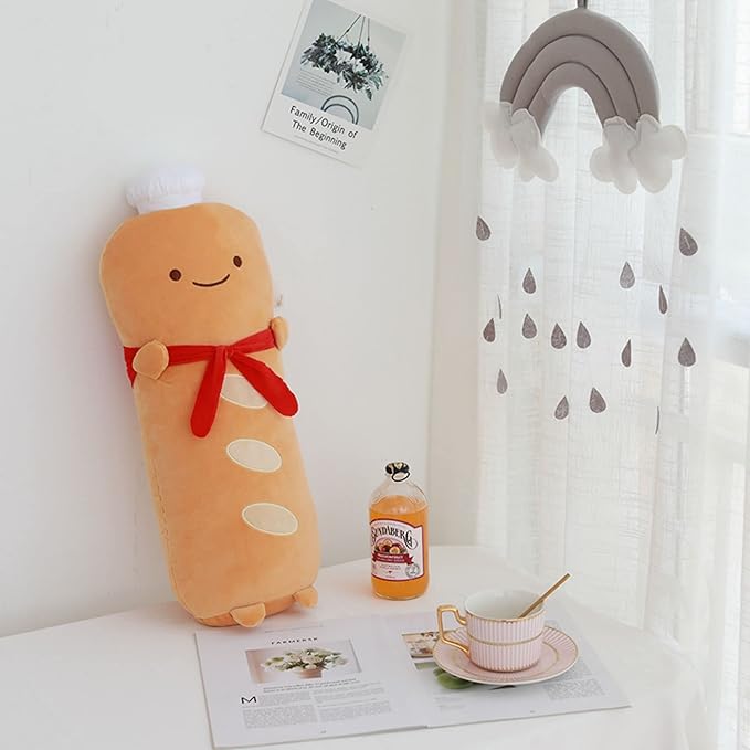 Toast Bread Pillow Funny Food Plush Toy Pillows Small Cute Stuffed Plush Toast Sofa Pillow (French Baguette, Brown)