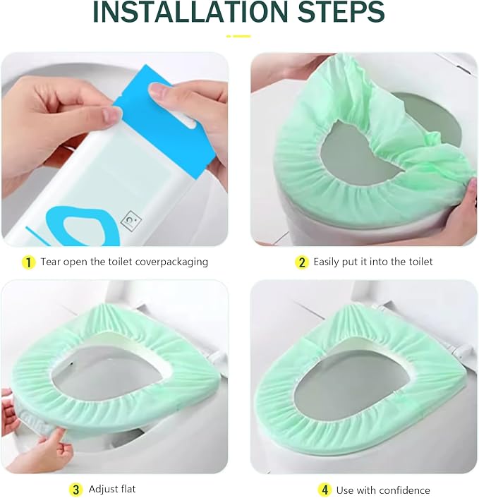 Elastic Large Size Disposable Toilet Seat Covers for Travel,20 Pack Waterproof Toilet Seat Covers for Bathroom,Fit for V/U/O/Square Shape Toilet,Individually Wrapped (2 colors-B set)