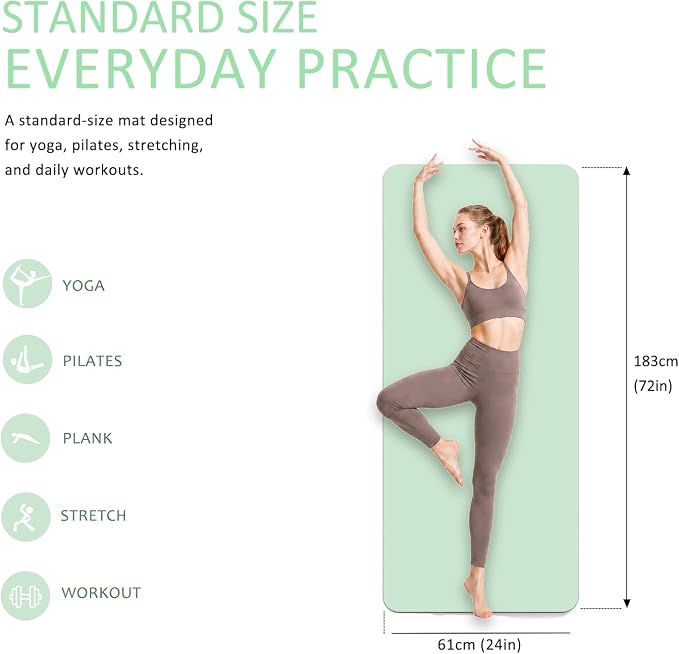Thick and Wide Yoga Mat 72''x24''/35''(8mm/10mm) for Women and Men, Durable & Cushioned Yoga Mat with Carrying Strap for Pilates, Stretching and Home Workout
