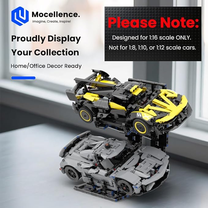 Display Stand for Lego Technic Cars (1:16 Scale Only), 2-Tier Stand for Lego Car 42204 42205 42173 42161 42138 and More, Display Building Set for Boys, Girls, Adults, Ages 6+