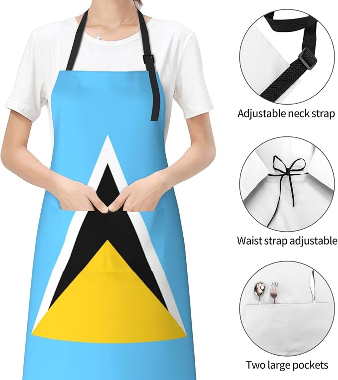 Cute Flag Kitchen Cooking Aprons for Women Men Adjustable Patriotic Flag Apron with 2 Pockets for Home Kitchen Garden