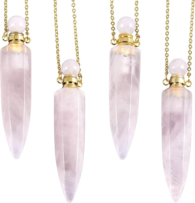 TUMBEELLUWA Crystal Perfume Bottle Necklace for Women Men | Faceted Crystal Point Necklace, Essential Oil Diffuser Vial Necklace, Openable Locket Bottle Jewelry for Daily Wear
