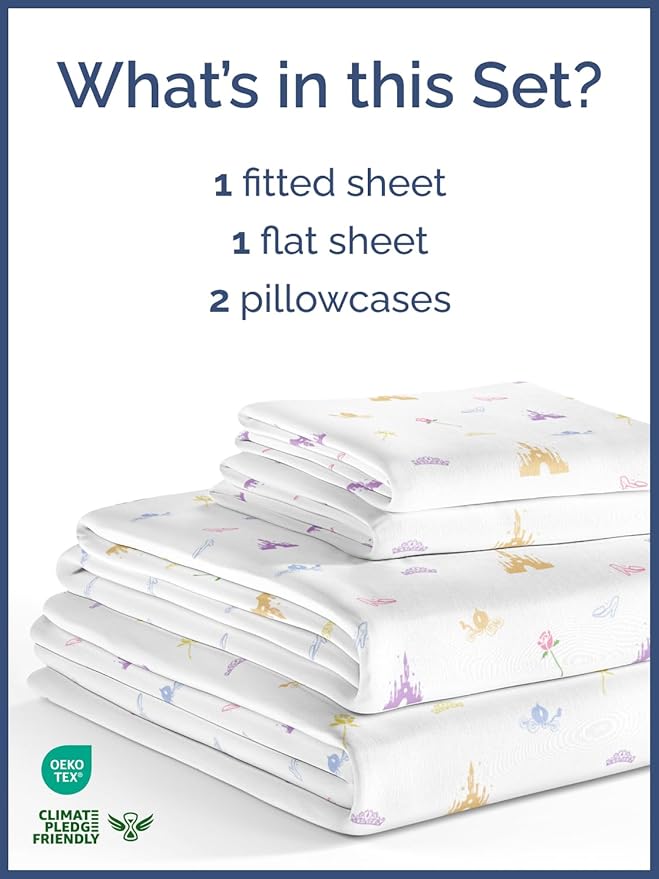 Kids King Size Bed Sheet Set - 4 Piece Kids Loft Bed Sheets - Princess Castle Themed Bedding - Soft, Cute and Cozy - Breathable and Machine Washable - Rose Bed Set for Boys, Girls, Teens & Toddlers