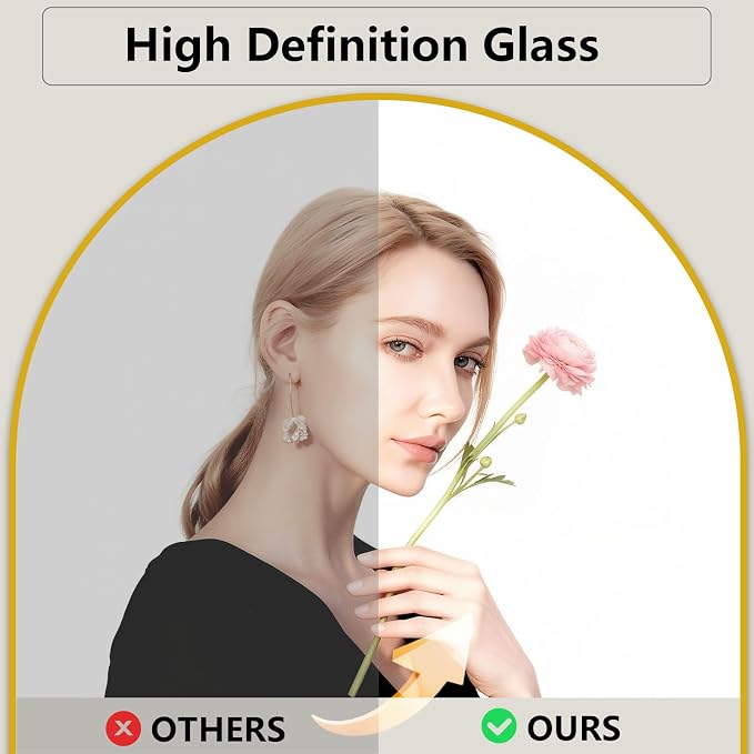 Oversized Full Length Mirror, 38"x77" Large Arched Floor Mirror Full Length with Stand, Room Decor Big Full Body Mirror with HD Tempered Glass Aluminum Frame for Bedroom Living Room, Gold