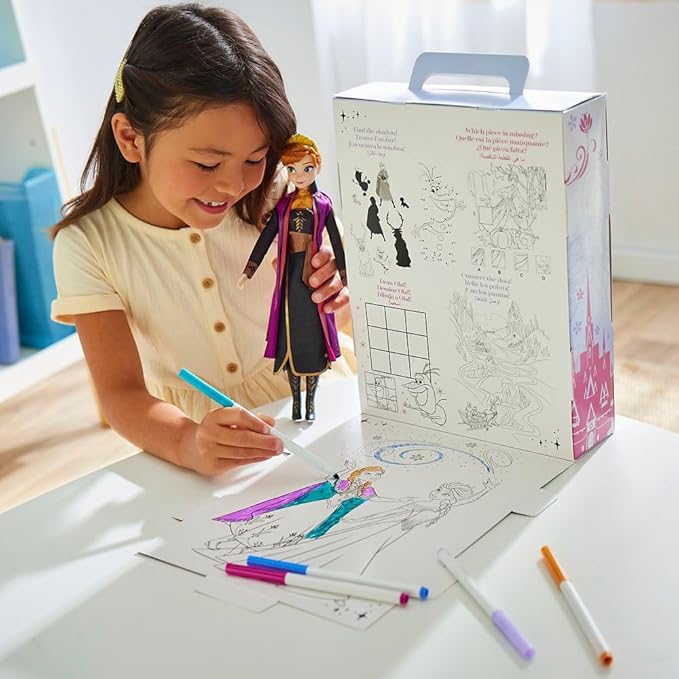 Disney Store Girl's Princess Story Doll (Anna from Frozen) 11 Inches, Includes Coloring Book and Additional Dress, Princess Doll in Classic Outfit, Princess Toys