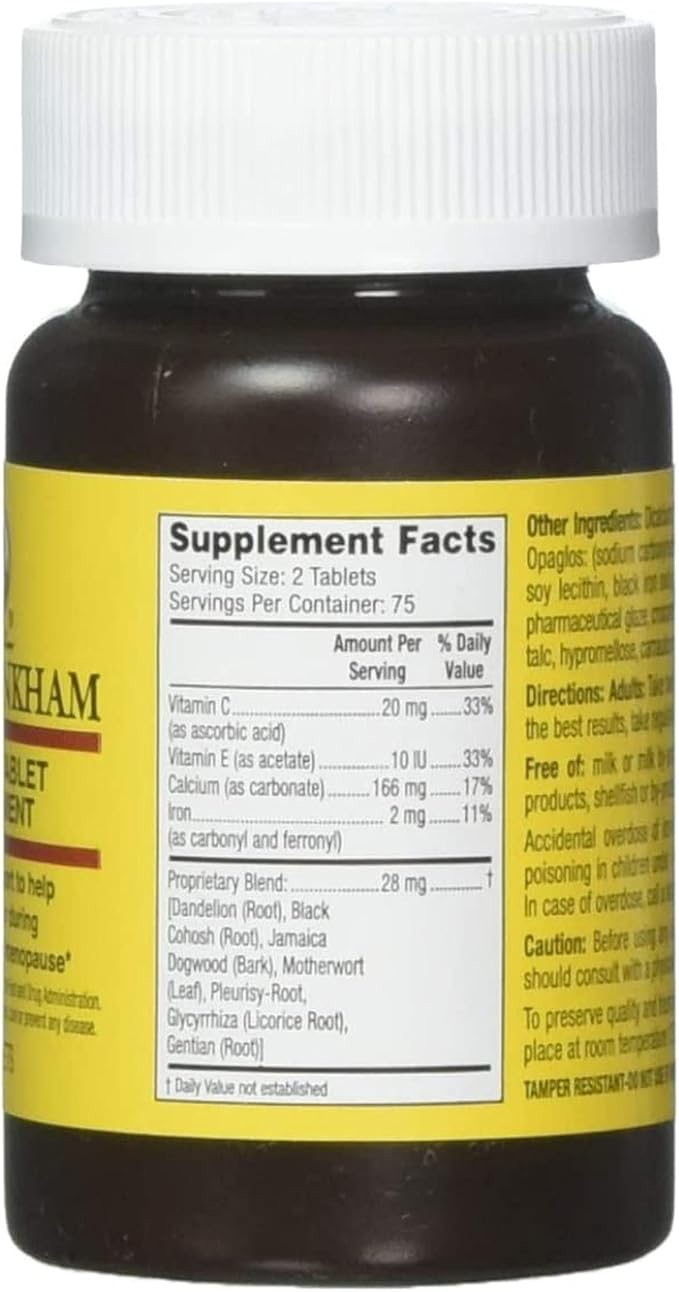 Lydia Pinkham Nutritional support for women - Lydia Pinkham Herbal Tablets, Helps You Feel Better During Menstruation and Menopause- 150 Tablets