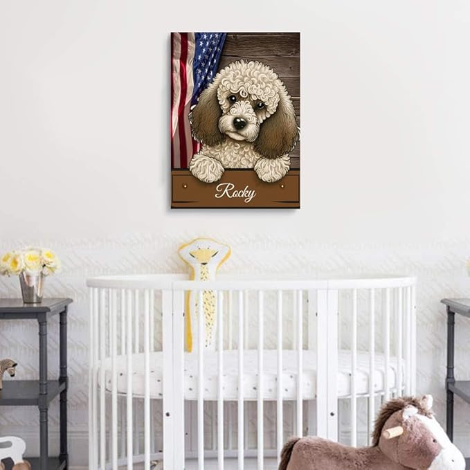Custom Wooden Jigsaw Puzzles with Your Dog's Name on Poodle Art Print - 300 500 1000PCS Puzzles Game and Home Wall Decor