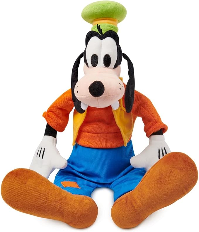 DISNEY STORE Official Goofy Medium Soft Toy for Kids, Cuddly Character with Fuzzy Texture and Embroidered Details, Patched Trousers and Felt Teeth,Disney Plushy Suitable for All Ages.