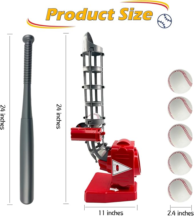 Kids Auto Baseball Pitching Machine, Outdoor Sports Toys for Kids Ages 5, 6, 7, 8, 9, 10, 11, 12, Adjustable Angles Electronic Baseball Training Equipment & Batting Practice Toys for Youth