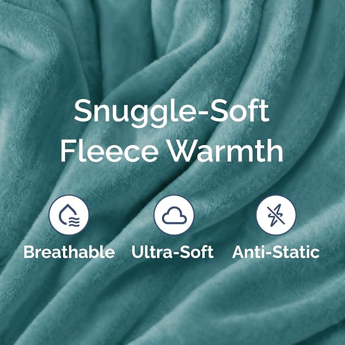 Fleece Blanket Cal King Size - Ultra-Soft Flannel Fleece Blanket - Turqoise | Soft, Warm, Outdoor Picnic Blanket for Camping, Travel, Lightweight, Cozy, Anti-Static, Home Decor Gifts for Men & Women