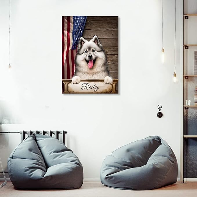 Custom Wooden Jigsaw Puzzles with Your Dog's Name on Wolf Spitz Art Print - 300 500 1000PCS Puzzles Game and Home Wall Decor