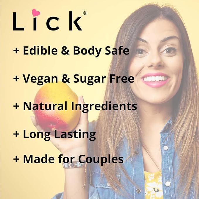 Lick Mango Flavored Massage Oil – Juicy Tropical Edible Massage Oil with Sweet Almond Oil & Vitamin E, Smooth Long-Lasting Glide for Couples Massage, Date Night Favorite, 4 oz