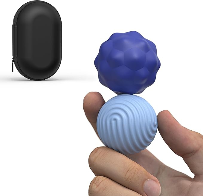 Large Magnetic Fidget Ball Toys for Adults, 2Pcs Soft Silicone Fidget Magnets, Silent Fidget Toys for Adults Ages, Textured Magnetic Balls & Stress Relief Desk Office Toys (Blue, Extra Large)