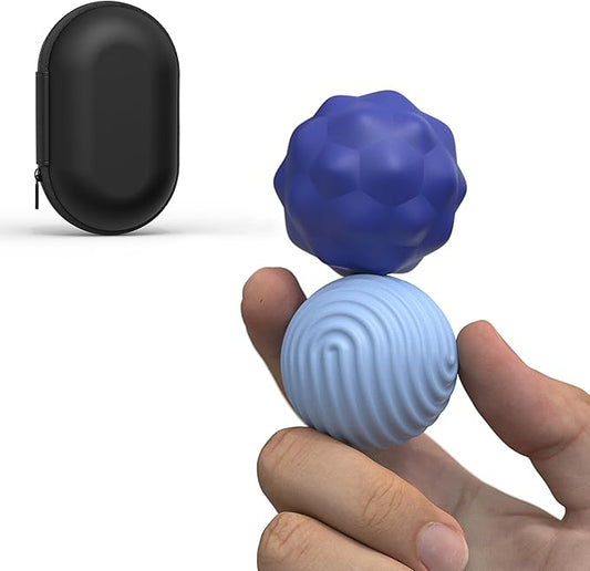 Large Magnetic Fidget Ball Toys for Adults, 2Pcs Soft Silicone Fidget Magnets, Silent Fidget Toys for Adults Ages, Textured Magnetic Balls & Stress Relief Desk Office Toys (Blue, Extra Large)