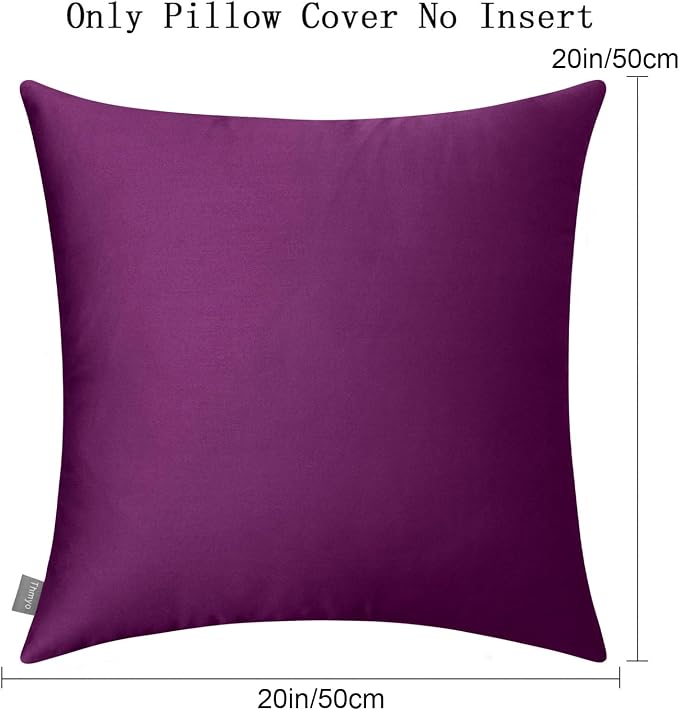 4-Pack 100% Cotton Comfortable Solid Decorative Throw Pillow Case,Thmyo Square Cushion Cover Pillowcase Sublimation Blank Pillow Covers DIY Throw Pillowcase(20x20 inch/ 50x50cm,Dark Reddish Purple)