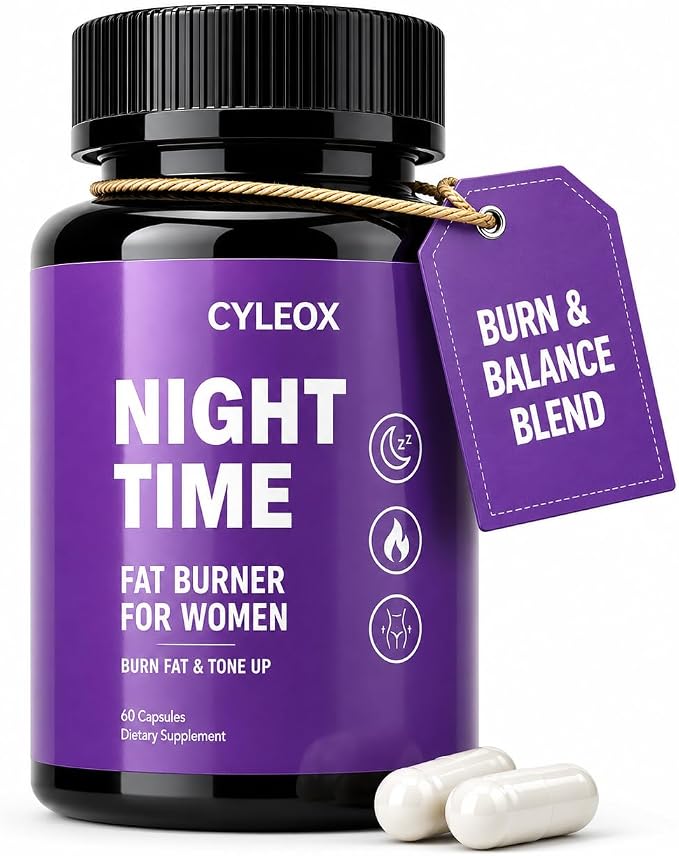 Night Time Fat Burner for Women – Weight Loss Supplement with Green Tea, Appetite Suppressant & Metabolism Booster Support, Nighttime Wellness – 60 Capsules