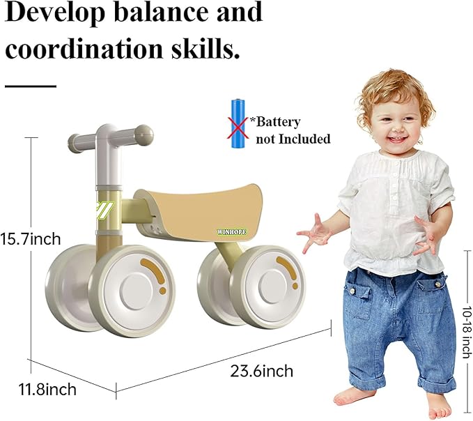 WinHope Baby Balance Bike for 1 Year Old Boys Girls,12-36 Month Toddler Balance Bike with 4 Wheels,Toddler First Bike,Girls First Birthday Gifts