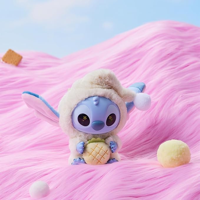 MINISO Disney Stitch Eat Something Before Sleep Collection Vinyl Plush Toy Surprise Box Figure Model Random Design Blind Box Toy Collectible Toy for Home Decor Birthday Gifts (Random One Figure)
