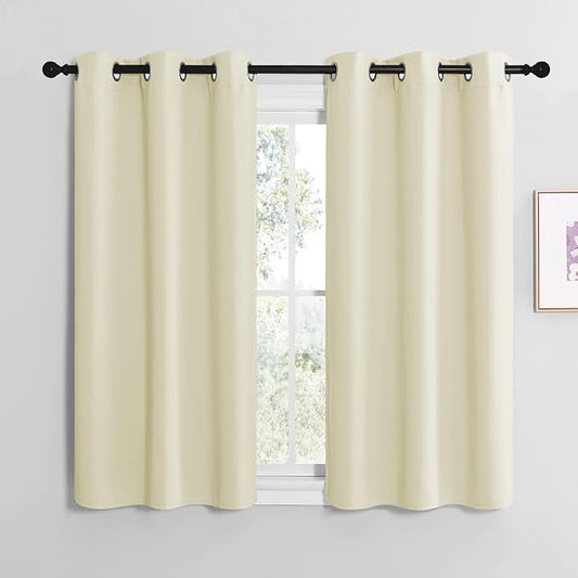 NICETOWN Kitchen Curtains for Decoration, Thermal Insulated Grommet Room Darkening Draperies/Panels for Laundry (Beige, 2 Panels, W42 x L50 inches)