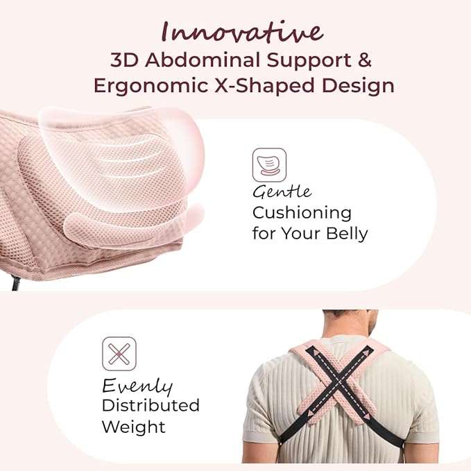 Momcozy Baby Carrier with Hip Seat, 2-in-1 Forward-Facing Carry for Active Babies, Detachable Hands-Free Carrier up to 44lbs, Breathable Infant Carrier Fits Waist Sizes up to 45 Inches, AirMesh Pink