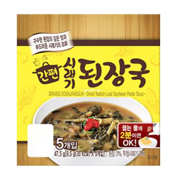 Korean Soybean Paste Soup with Radish Leaf 된장국 1 Pack, Dried Instant Block Soup