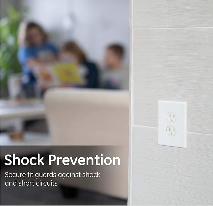 Power Gear Child Safety Electrical Outlet Covers, Tamper‑Resistant Plug Protectors for Standard Wall Outlets, Baby‑Proof & Child‑Proof Safety Caps, Clear, 8 Pack, 50271
