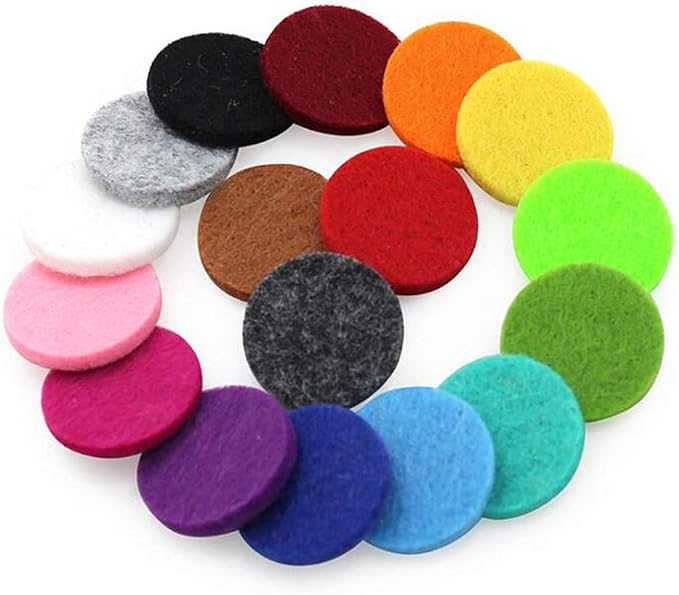 200 Pieces Car Diffuser Aromatherapy Diffuser Necklace Replacement Pads Replacement Felt Pads Essential Oil Diffuser Locket Necklace Refill Pads 17.5mm Diameter Multi-Color