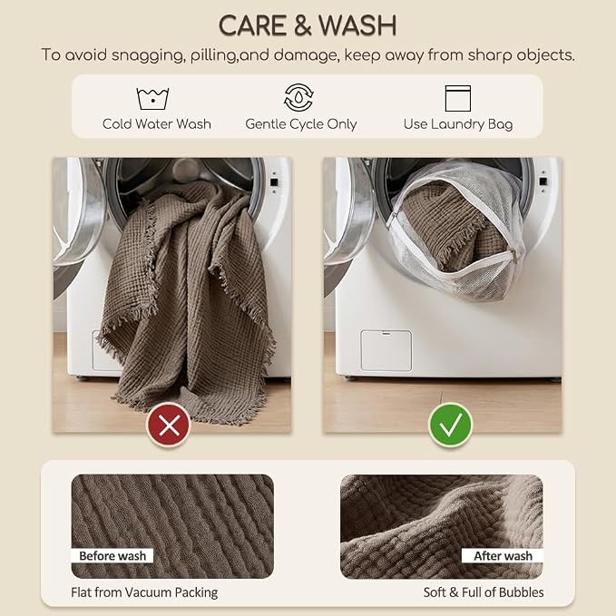 WDCOZY Muslin Blanket 100% Cotton Blankets Twin Size 4-Layer Breathable Lightweight Soft for Couch Bed Boho Farmhouse Linen Tassels Ruffle Gauze Blankets All Season for Adults 60x80 Inches Dusty Blue