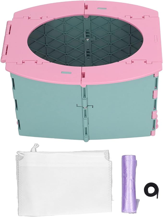 KIMISS Foldable Portable Toddler Potty - Travel & Camping Baby Toilet for Easy on Long Drives (Green Pink)
