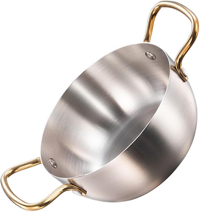 Korean Ramen Pot – Stainless Steel Double Handle Cooking Pot for Noodles, Soup, and Broth | Induction Compatible, Even Heat Distribution, Dishwasher Safe (Silver)