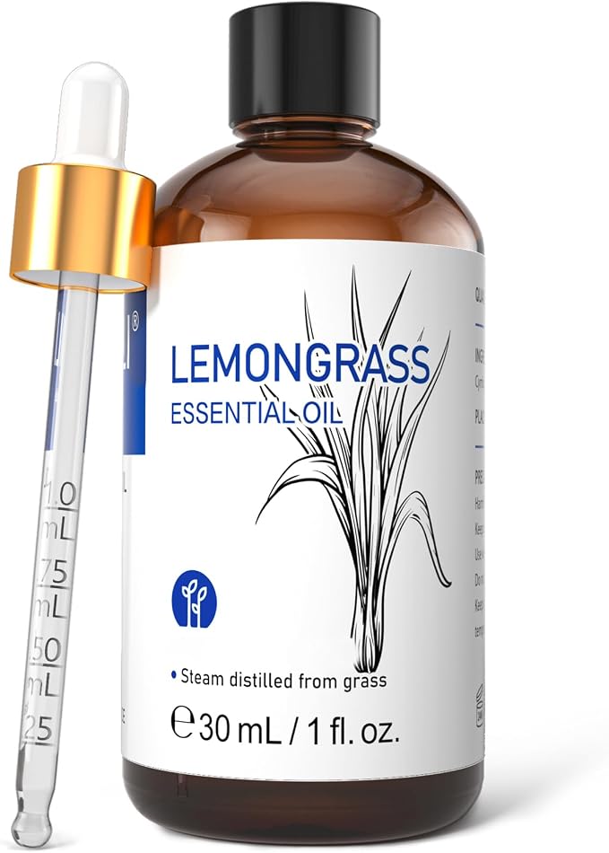 HIQILI Essential Oil - Lemongrass - 1.01 Fl. Oz | Used For Protective Spray and Cleanses Skin, Ideal For Outdoor Use & Salons - 30mL / 1.01 fl oz