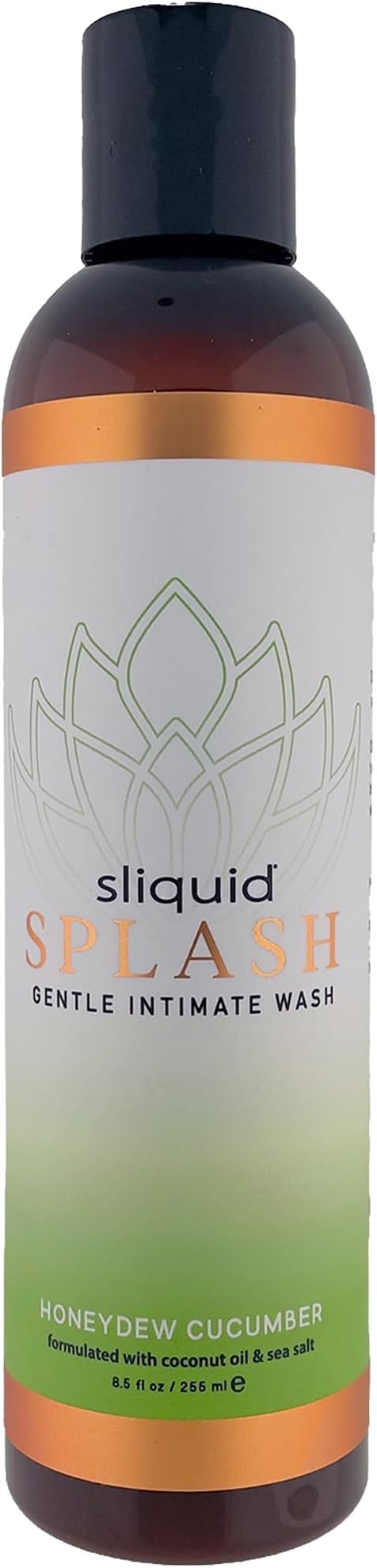 Sliquid Splash Feminine Wash for Women, Honeydew Cucumber, 8.5 Oz | Gentle Intimate Wash for Sensitive Areas with Coconut Oil & Sea Salt, Paraben- and Glycerin-Free, 100% Vegan-Friendly