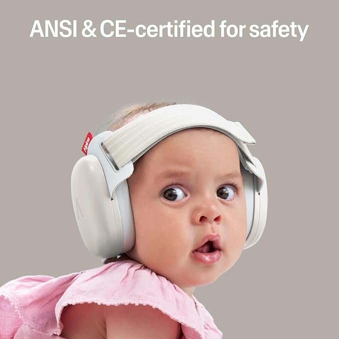 Alpine Muffy Baby Comfort - Protects Hearing for Babies and Toddlers - CE & ANSI Certified - Headband for Safe fit & Comfort - Adjustable for Ages 3-48 Months - 24dB Sound Reduction, Sand