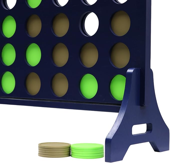 Tailgating Pros Premium Navy Giant Four in a Row with Carrying Case - Jumbo Oversized Outdoor Yard Game - Connect Multiple Pucks in a Row to Win - Many Puck Colors Available!