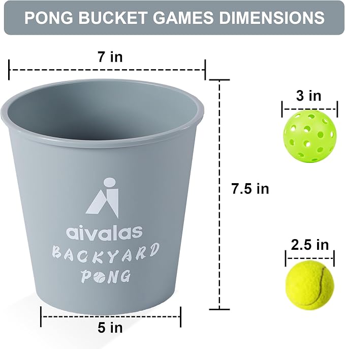 Aivalas Yard Pong Outdoor Games, Giant Yard Games Set with 12 Buckets and Balls for Adults and Family, Toss Game Throwing Games for Beach, Camping, Lawn and Backyard