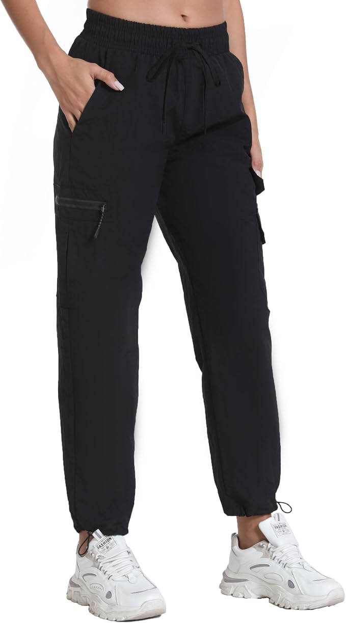 Rrosseyz Women's Hiking Pants with Pockets - Lightweight Water Resistant Joggers Cargo Pants for Casual Travel Golf Outdoor