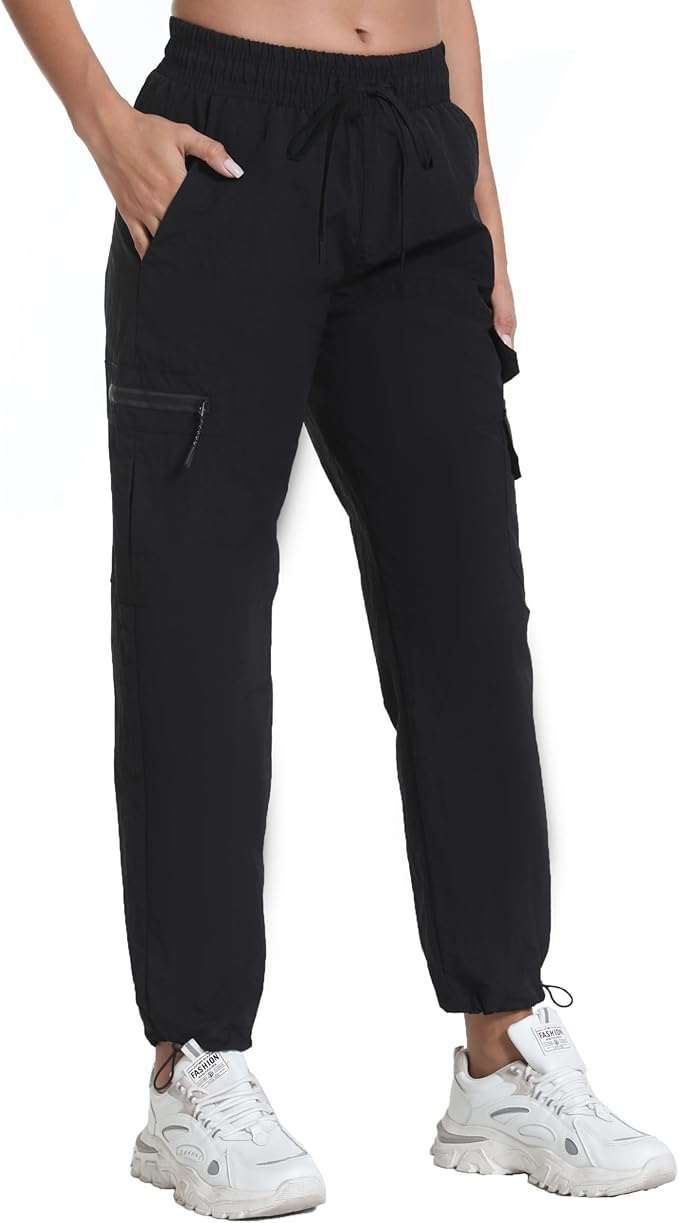 Rrosseyz Women's Hiking Pants with Pockets - Lightweight Water Resistant Joggers Cargo Pants for Casual Travel Golf Outdoor