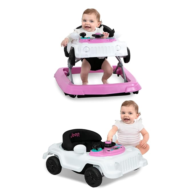 Jeep Wrangler Activity Walker by Delta Children, White/Pink