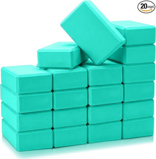 Honoson 20 Pcs Yoga Blocks Bulk 9''x6''x3'' High Density EVA Foam Blocks for Exercise Pilates Meditation, Lightweight Non-slip Surface, Improve Strength Balance Flexibility